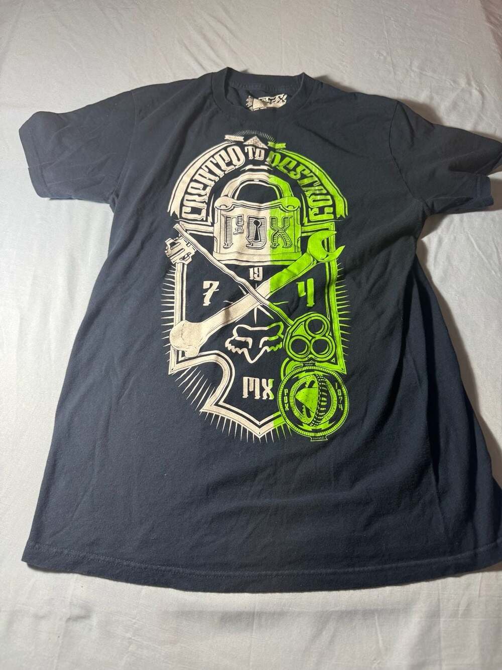 Fox Racing Created to Destroy Motocross Graphic T-Shirt Medium Black